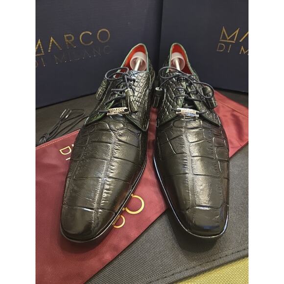 Marco Di Milano Fitipaldi Olive Genuine Alligator Skin Derby Dress Shoes Us 12M main image 4